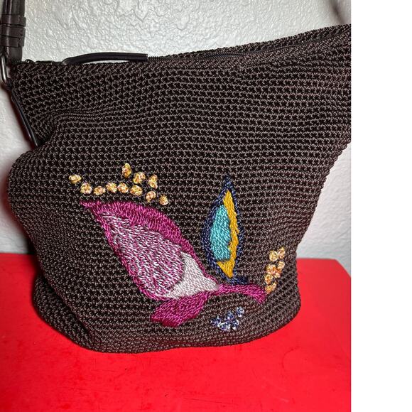 THE SAK SEQUOIA CROCHET HOBO COFFEE LEAF SHOULDER TOTE BAG PURSE MSRP $125 - Picture 2 of 9
